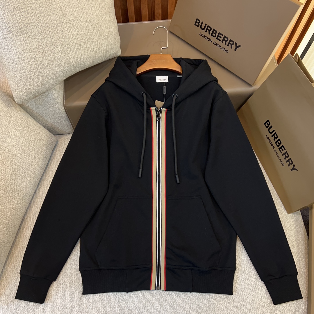 BURBERRY Black Long Sleeve Hooded Jacket - Image 3