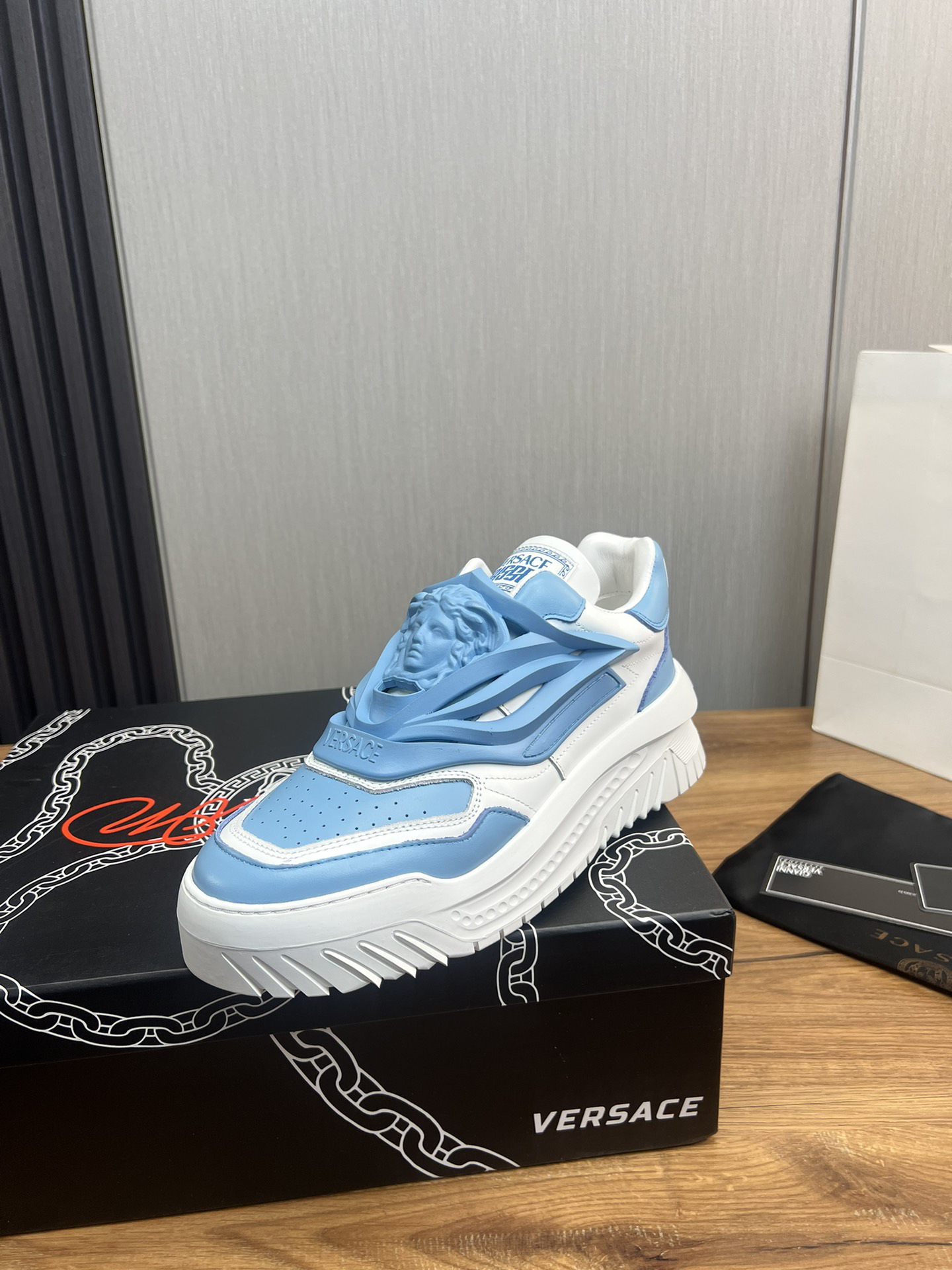 VERSACE Sky blue & White Casual Shoes - Image 4