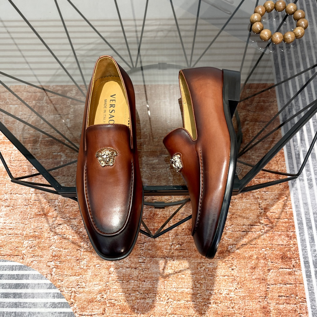 VERSACE Brown Leather Shoes - Image 3