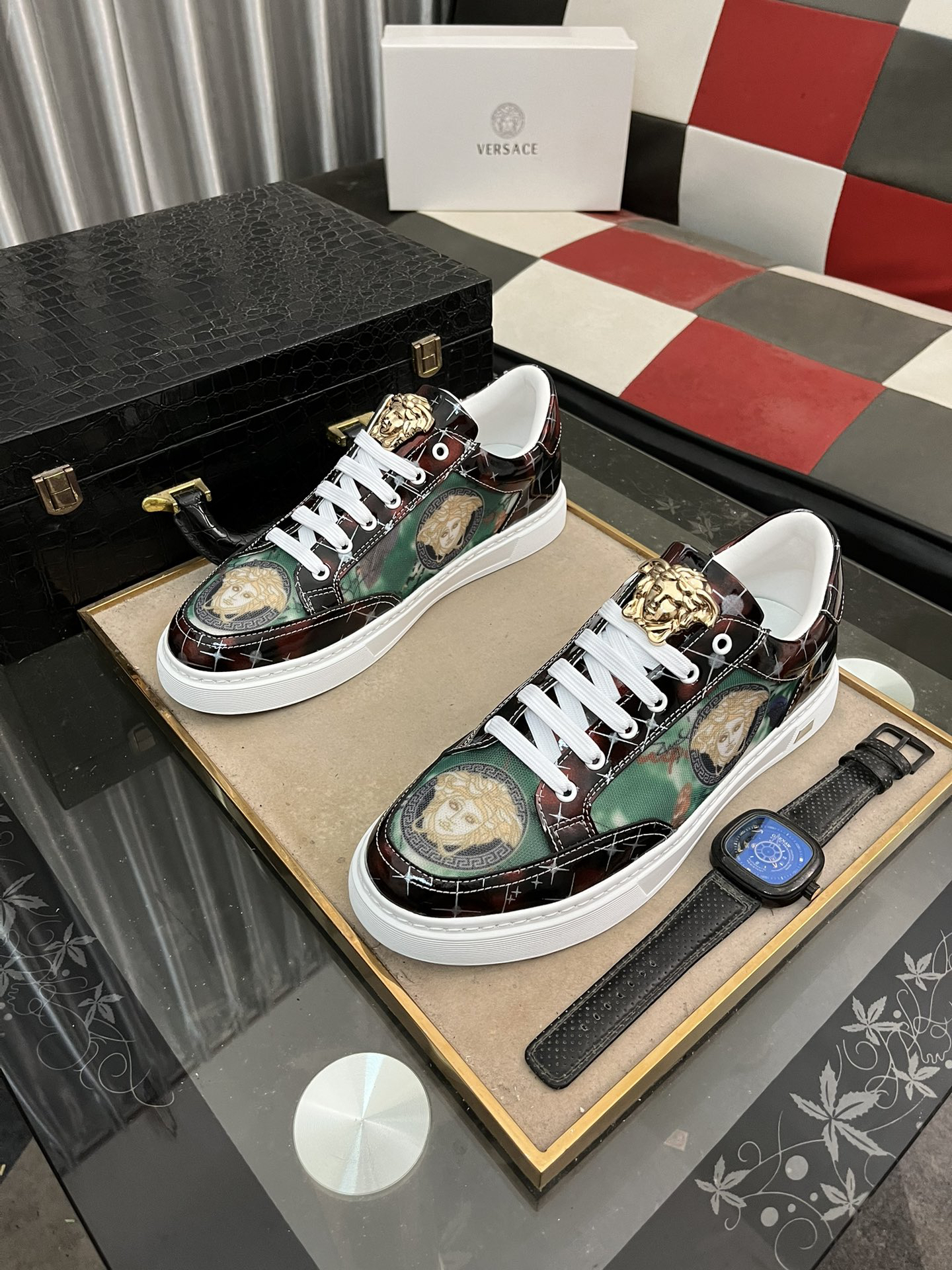 VERSACE Patterned Canvas Sneakers - Image 4