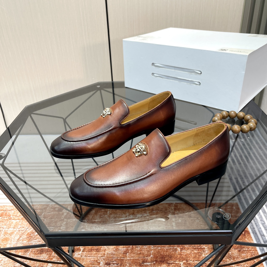 VERSACE Brown Leather Shoes - Image 4