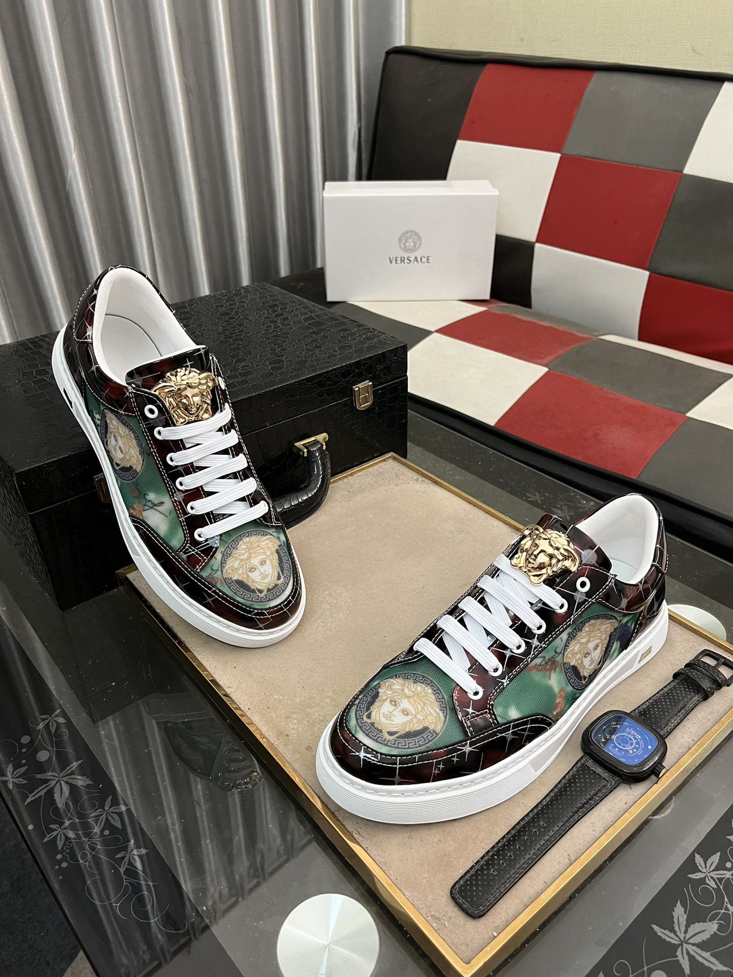 VERSACE Patterned Canvas Sneakers - Image 5