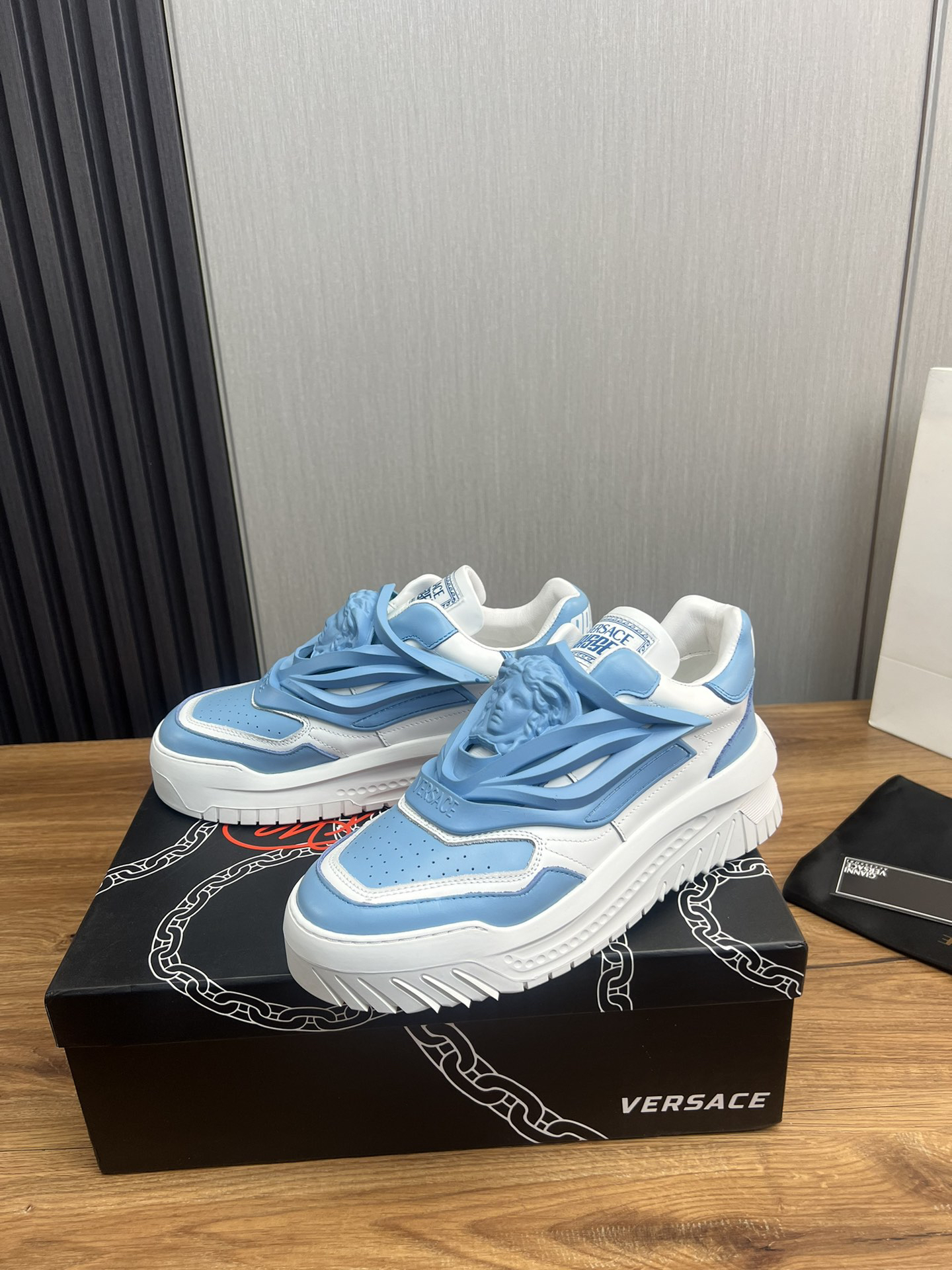 VERSACE Sky blue & White Casual Shoes - Image 6