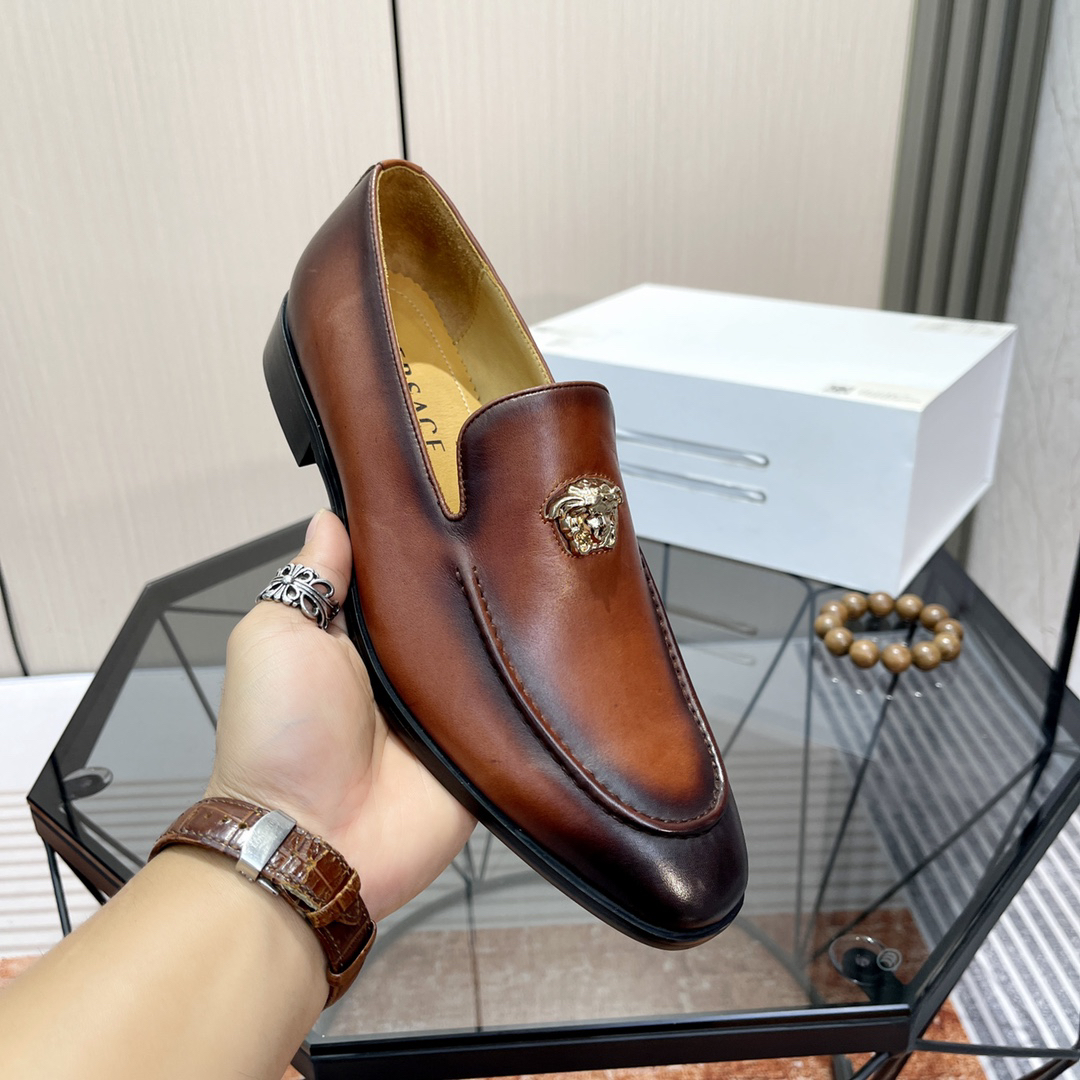 VERSACE Brown Leather Shoes - Image 5