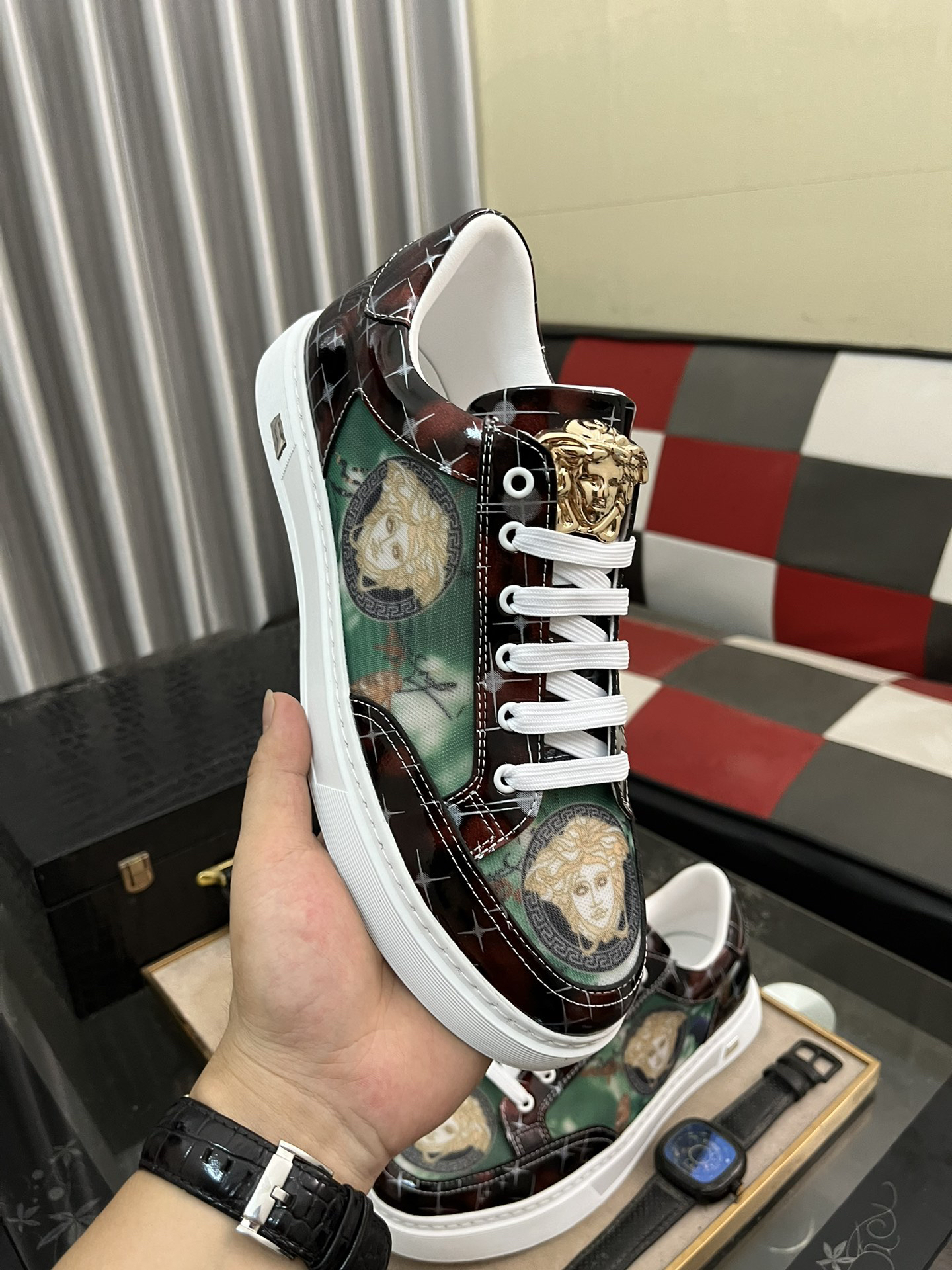 VERSACE Patterned Canvas Sneakers - Image 6