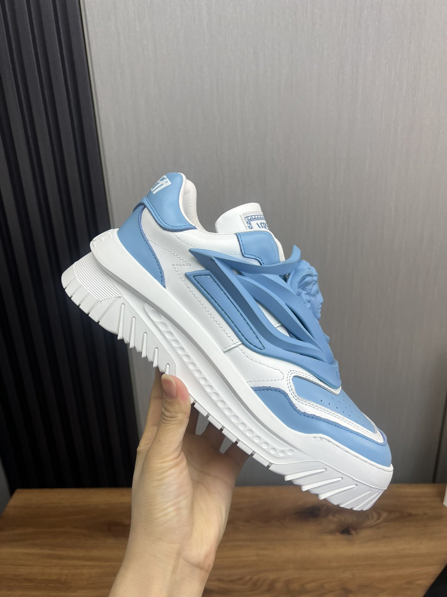VERSACE Sky blue & White Casual Shoes - Image 7