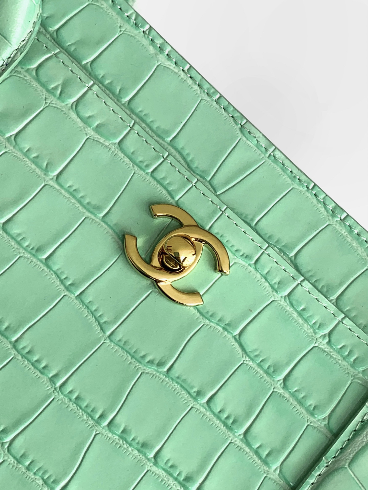 Coco Chanel Turquoise Crocodile Leather - Image 8