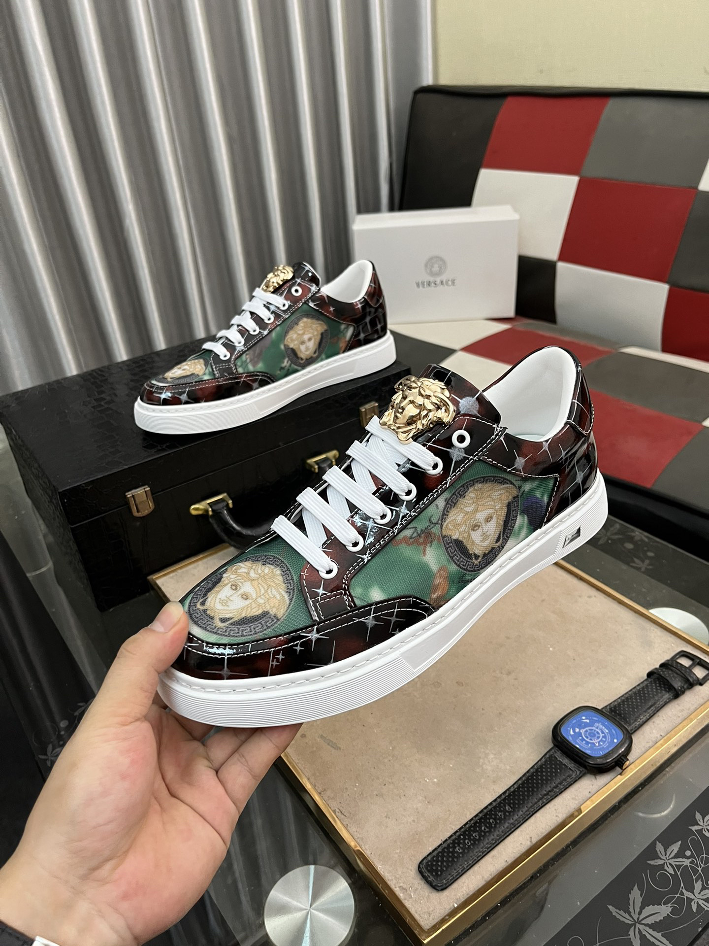 VERSACE Patterned Canvas Sneakers - Image 7