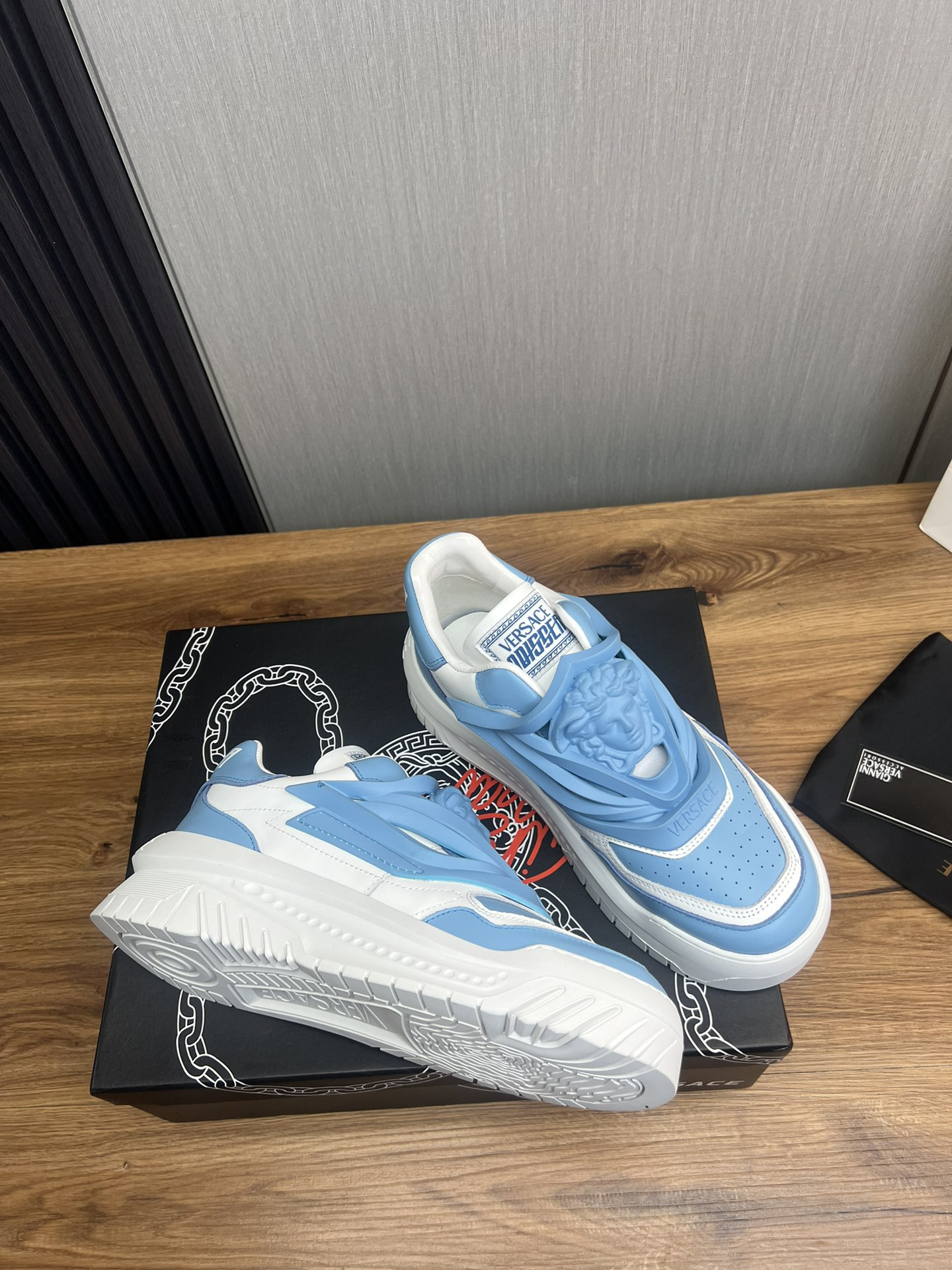 VERSACE Sky blue & White Casual Shoes - Image 8
