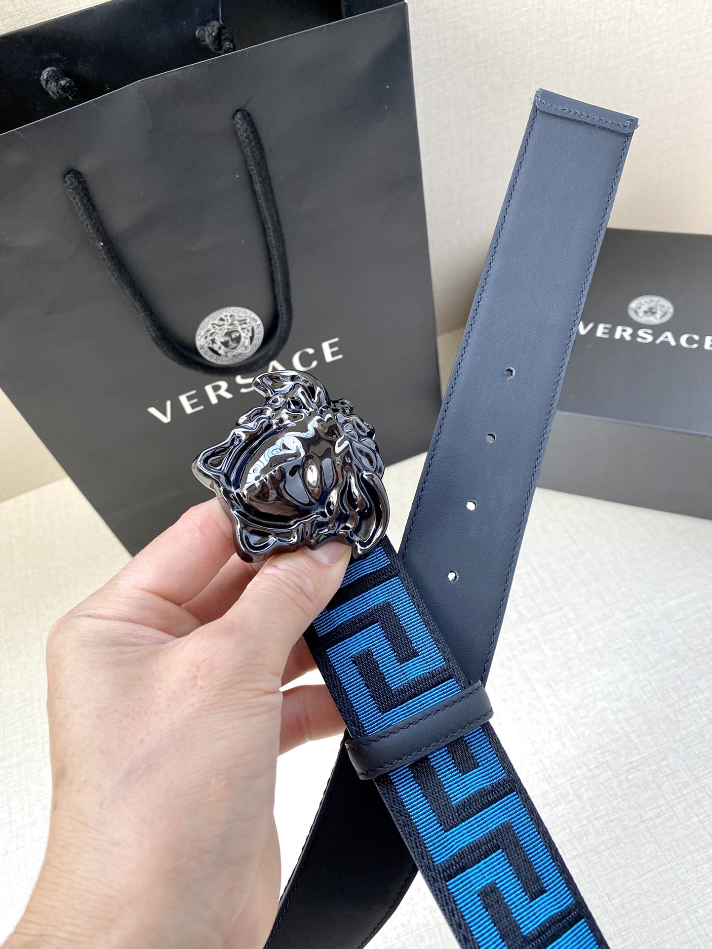 VERSACE La Medusa Blue Belt - Image 7