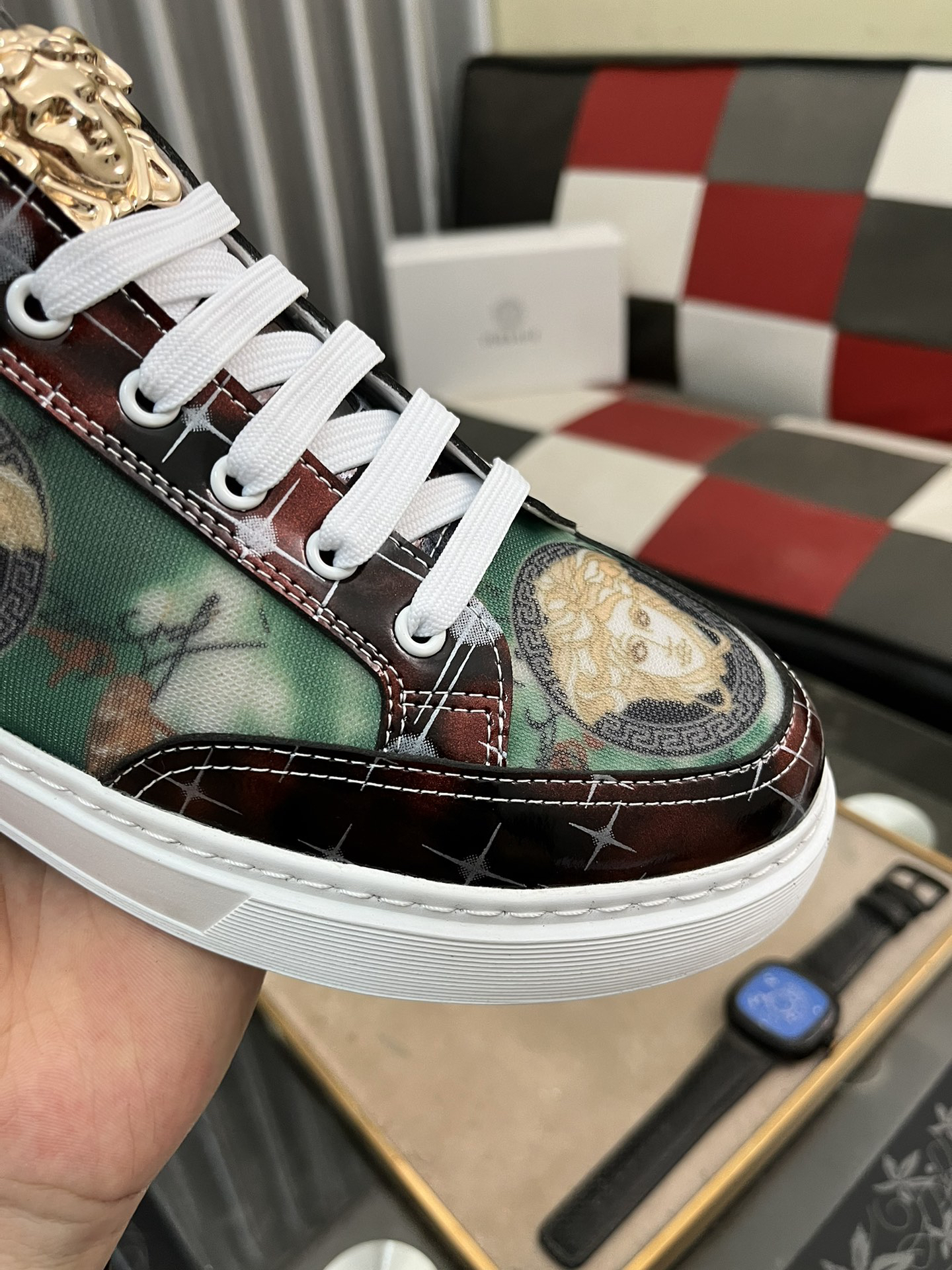 VERSACE Patterned Canvas Sneakers - Image 8