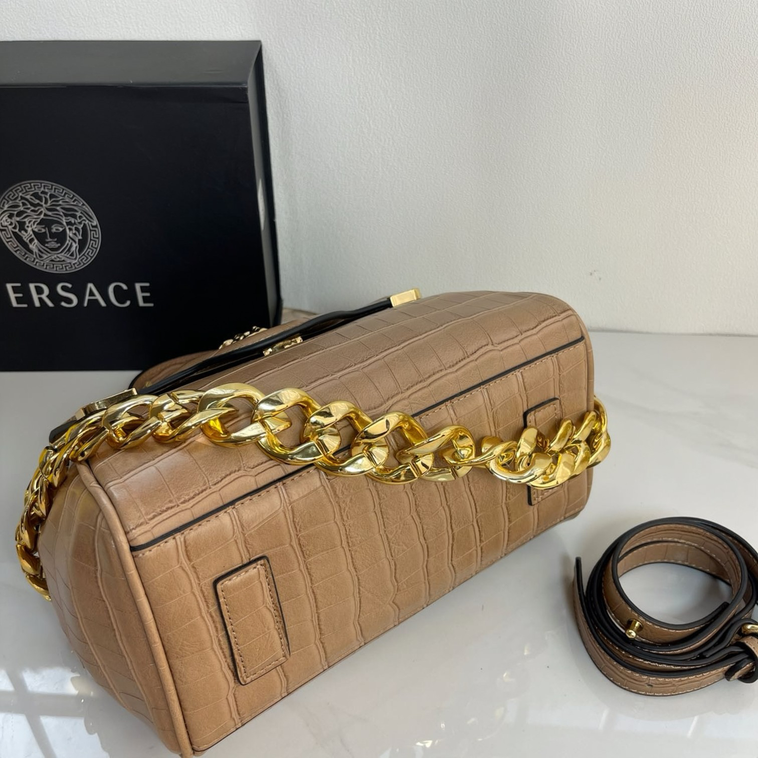 VERSACE Crocodile leather crossbody bag - Image 6