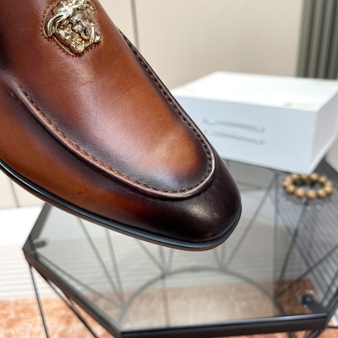 VERSACE Brown Leather Shoes - Image 8