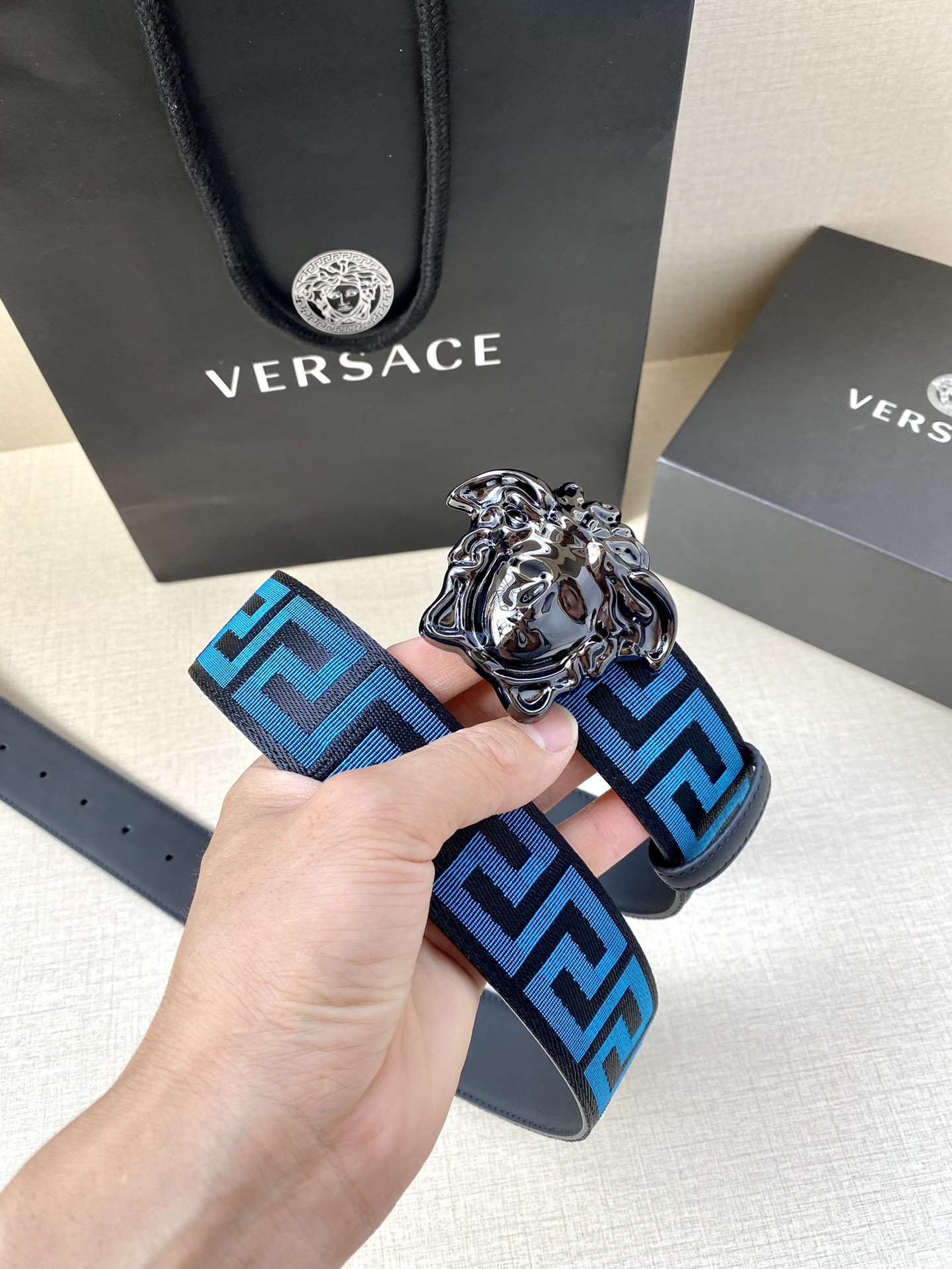 VERSACE La Medusa Blue Belt - Image 9