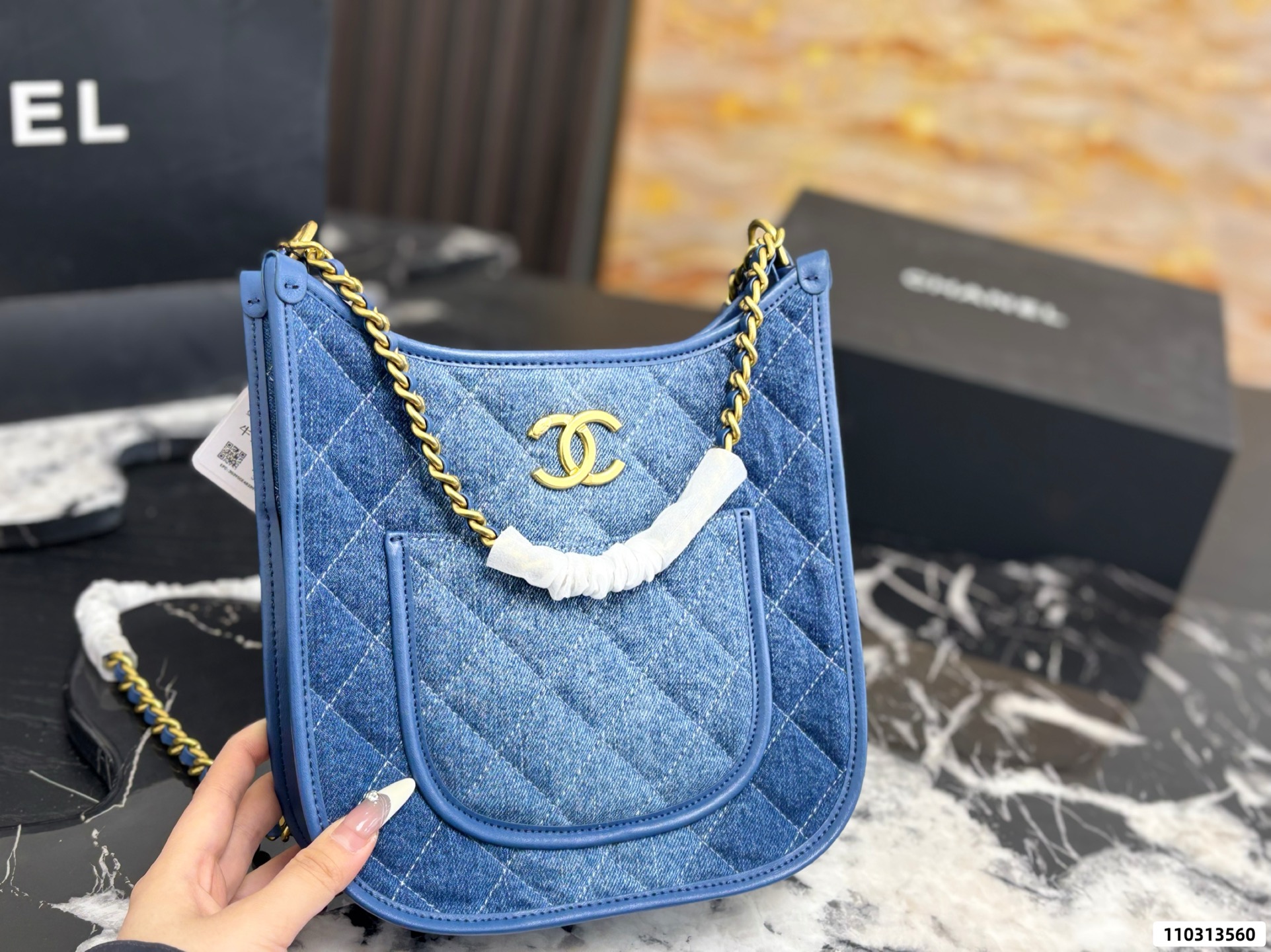 Coco Chanel Denim Crossbody Bag - Image 8