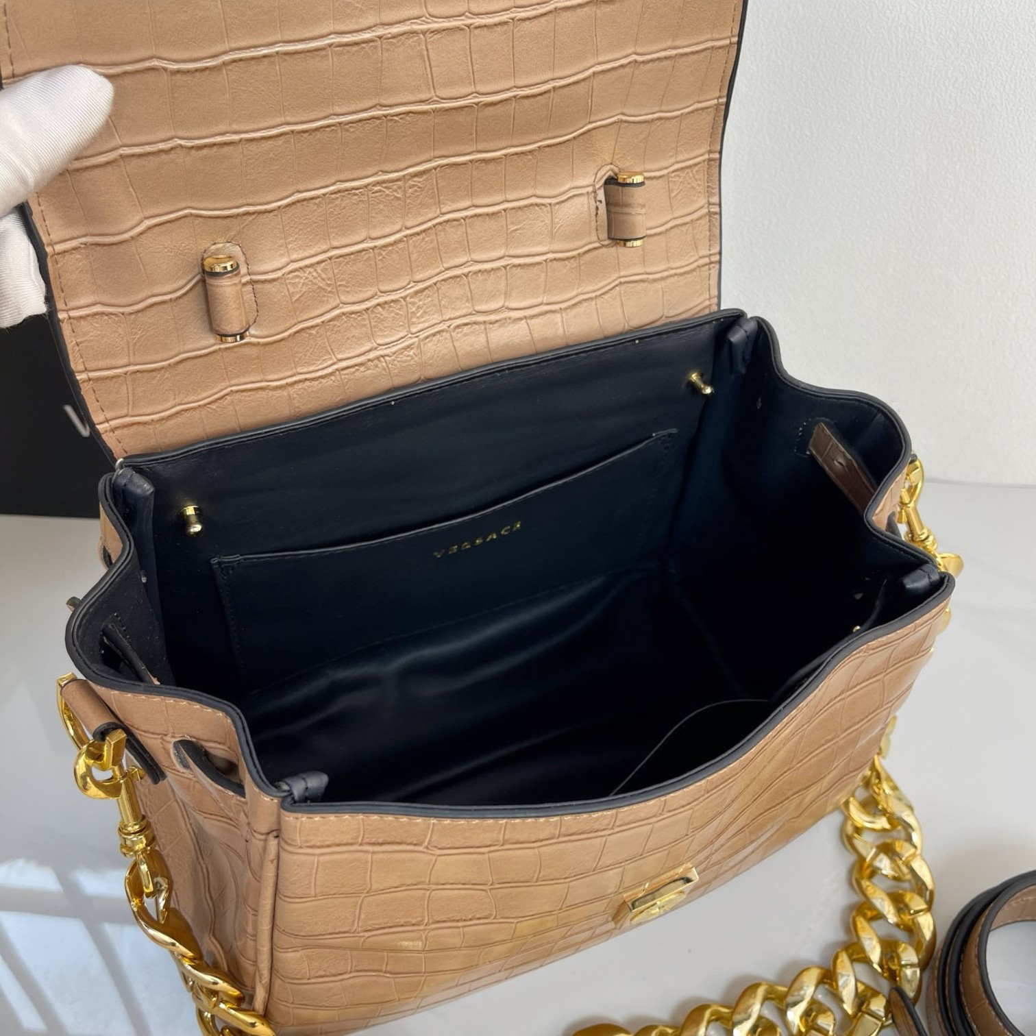VERSACE Crocodile leather crossbody bag - Image 8